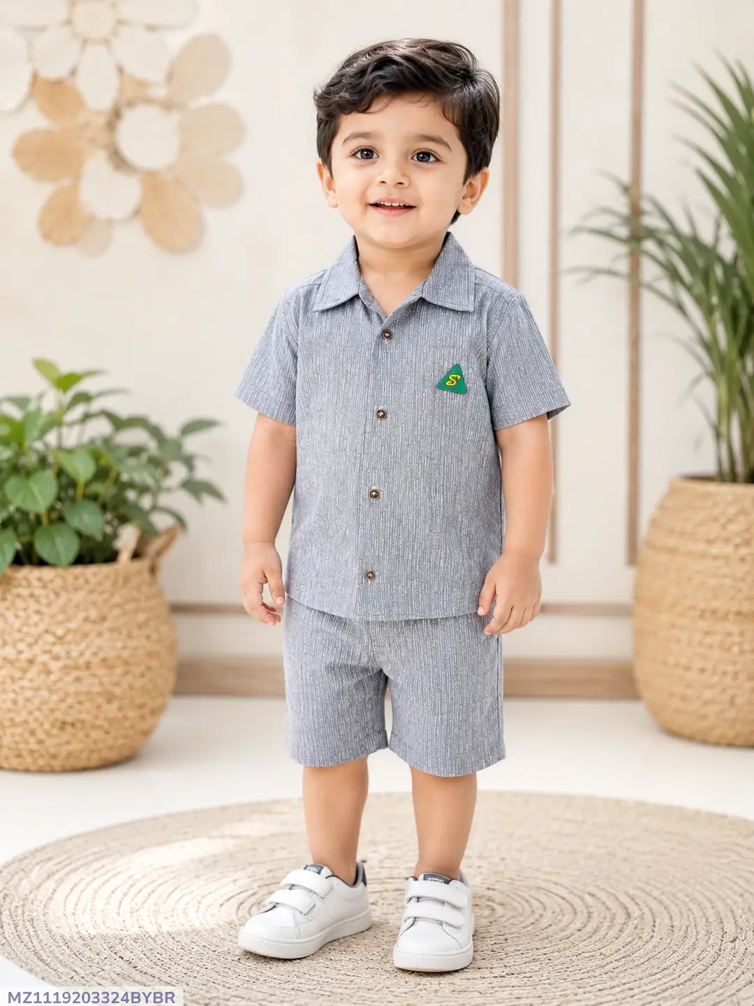 2 Pcs Boy's Cotton Lawn Printed Shirt And Shorts Set