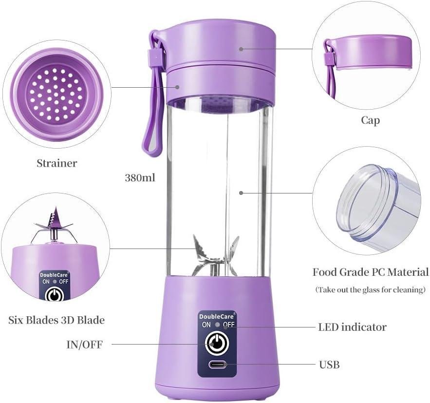 Rechargeable Mini Blender Purple ABS Portable