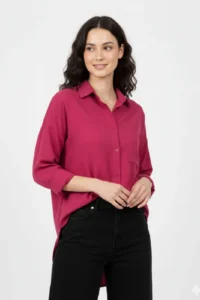 Women's Pink Silk Button Down Shirt Medium to Large