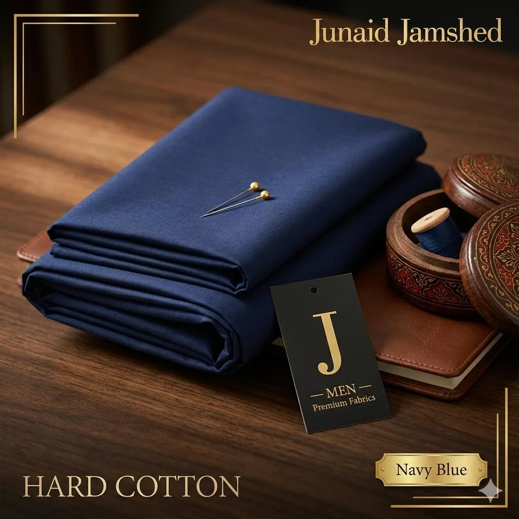 Navy Blue Hard Cotton Men Suit Unstitched