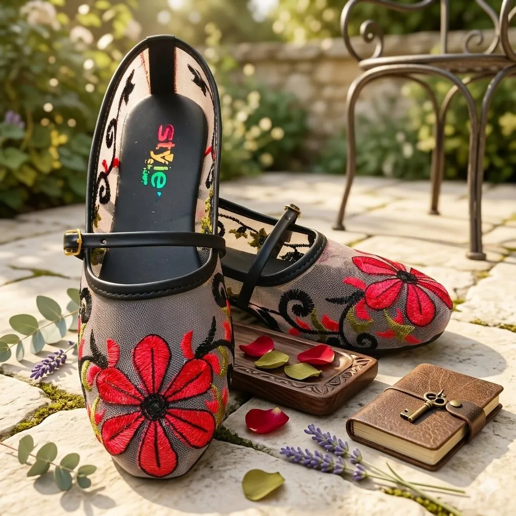 Trendy Embroidered Women's Flat Pumps