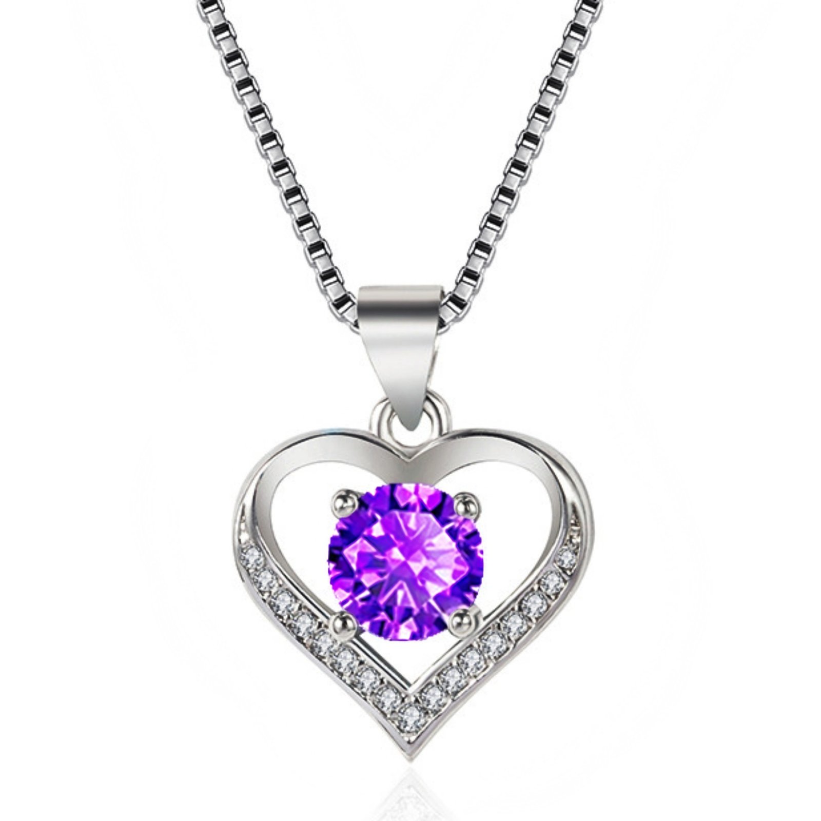 Silver Heart Pendant Necklace Korean Style Daily Wear