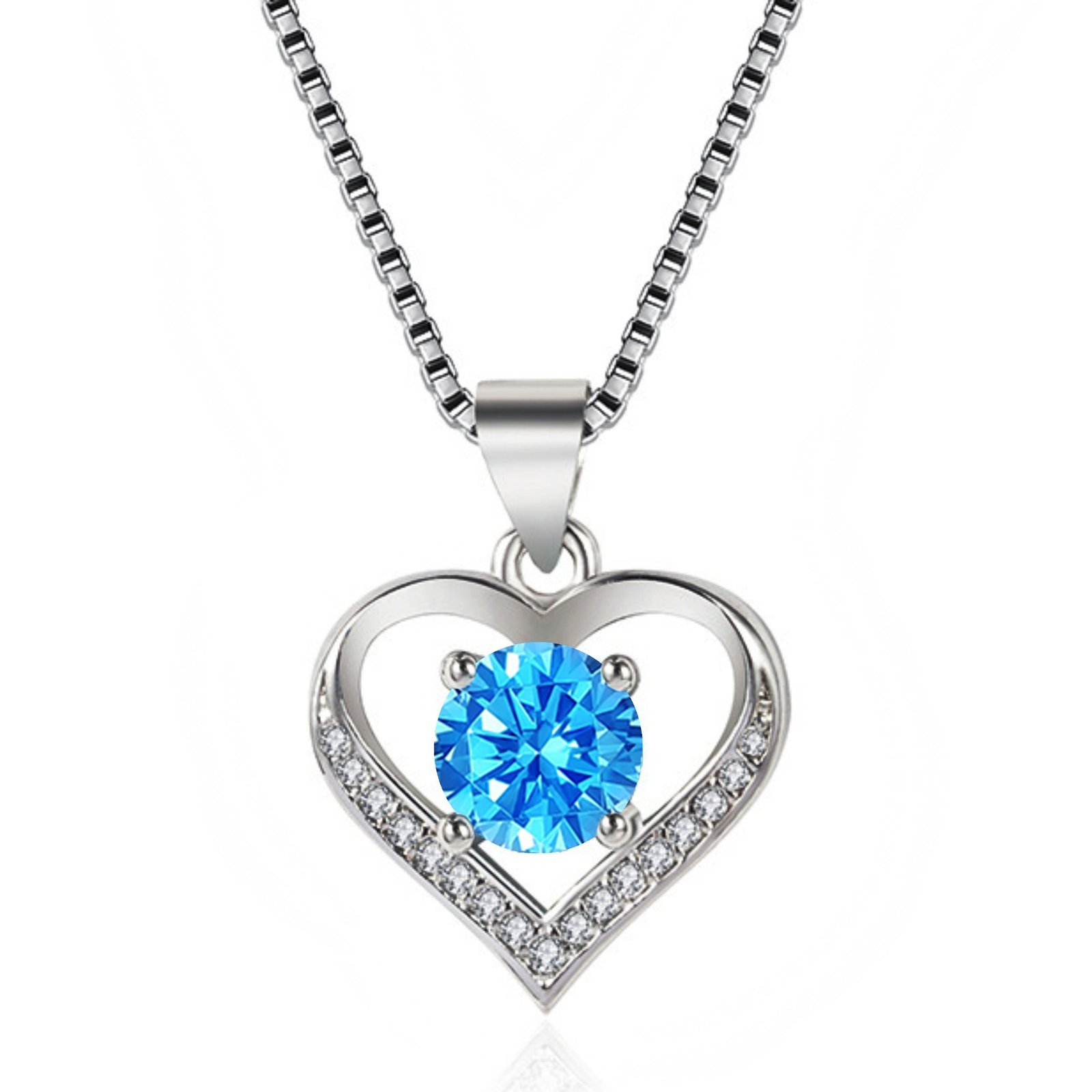 Silver Heart Pendant Necklace Korean Style Daily Wear