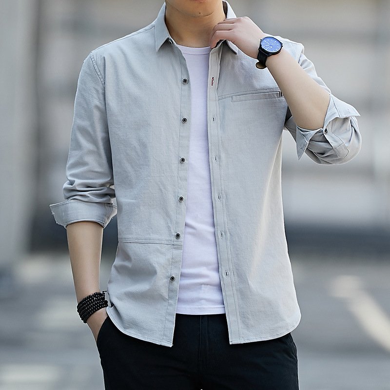 Men Slim Fit Long Sleeve Shirt White Office Work Wear