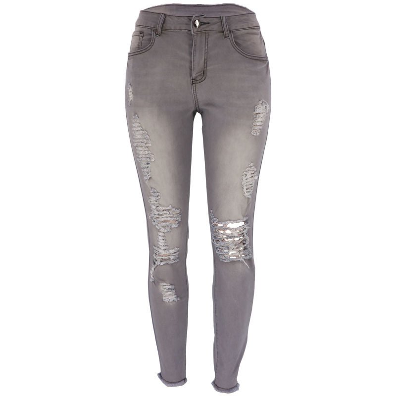 Women's High-Elastic Ripped Jeans Slim Fit Butt Lifting