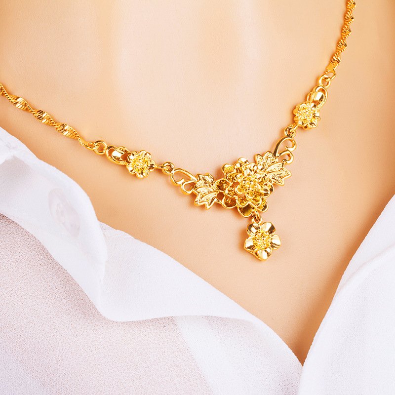 Gold Flower Necklace for Women Wedding Collarbone Chain
