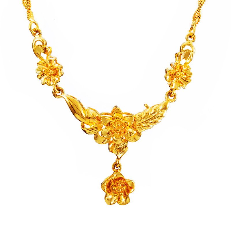 Gold Flower Necklace for Women Wedding Collarbone Chain
