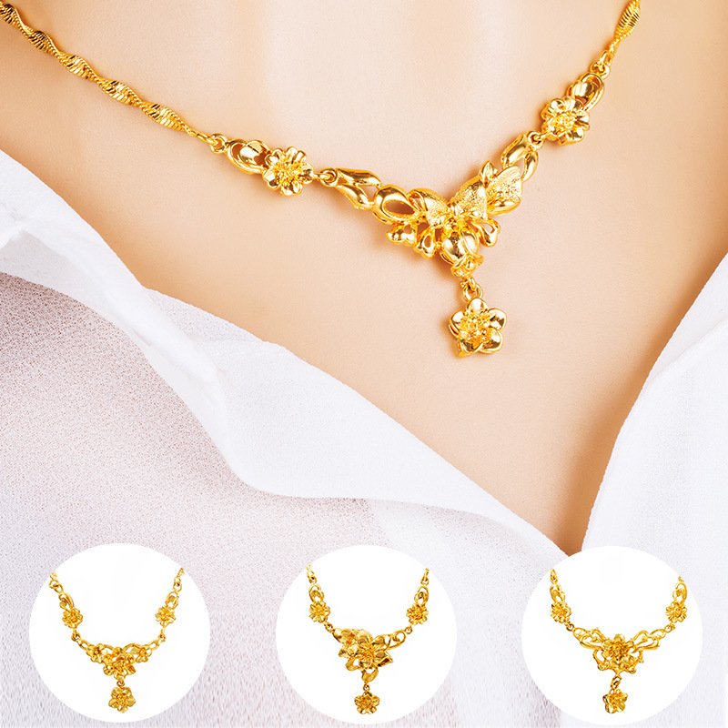 Gold Flower Necklace for Women Wedding Collarbone Chain