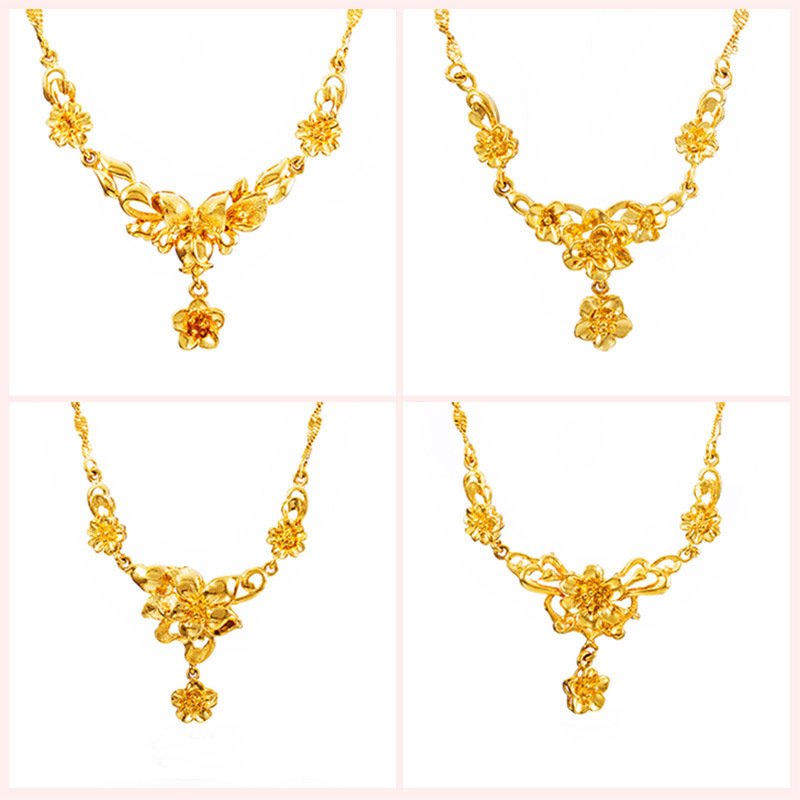 Gold Flower Necklace for Women Wedding Collarbone Chain