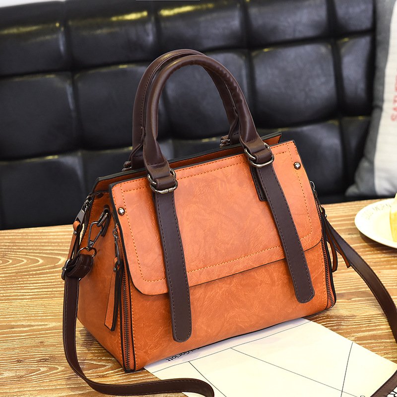 Trendy Orange Boston Handbag for Women